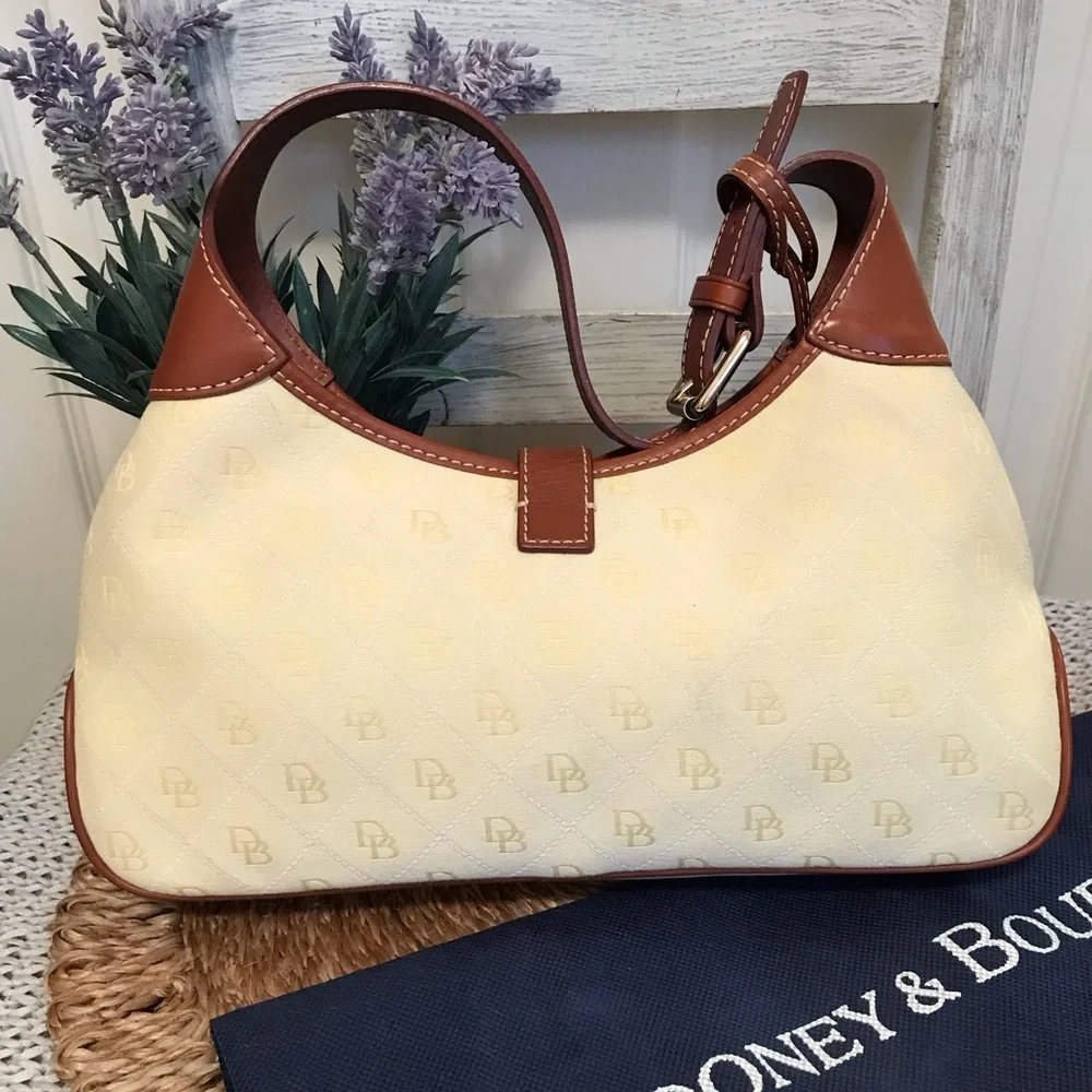 Dooney & Bourke Signature Monogram Jacquard Crescent Hobo Bag Y2K